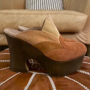 Free People Big Sky Suede Wood Clogs size 6.5 or 37